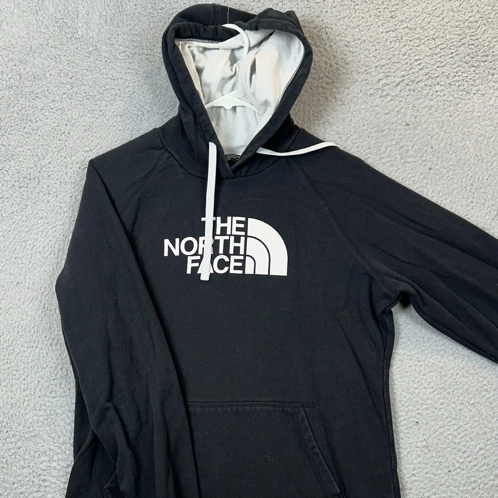 The North Face Hoodie Mens Large Pullover Sweatshirt Black Graphic Drawstring